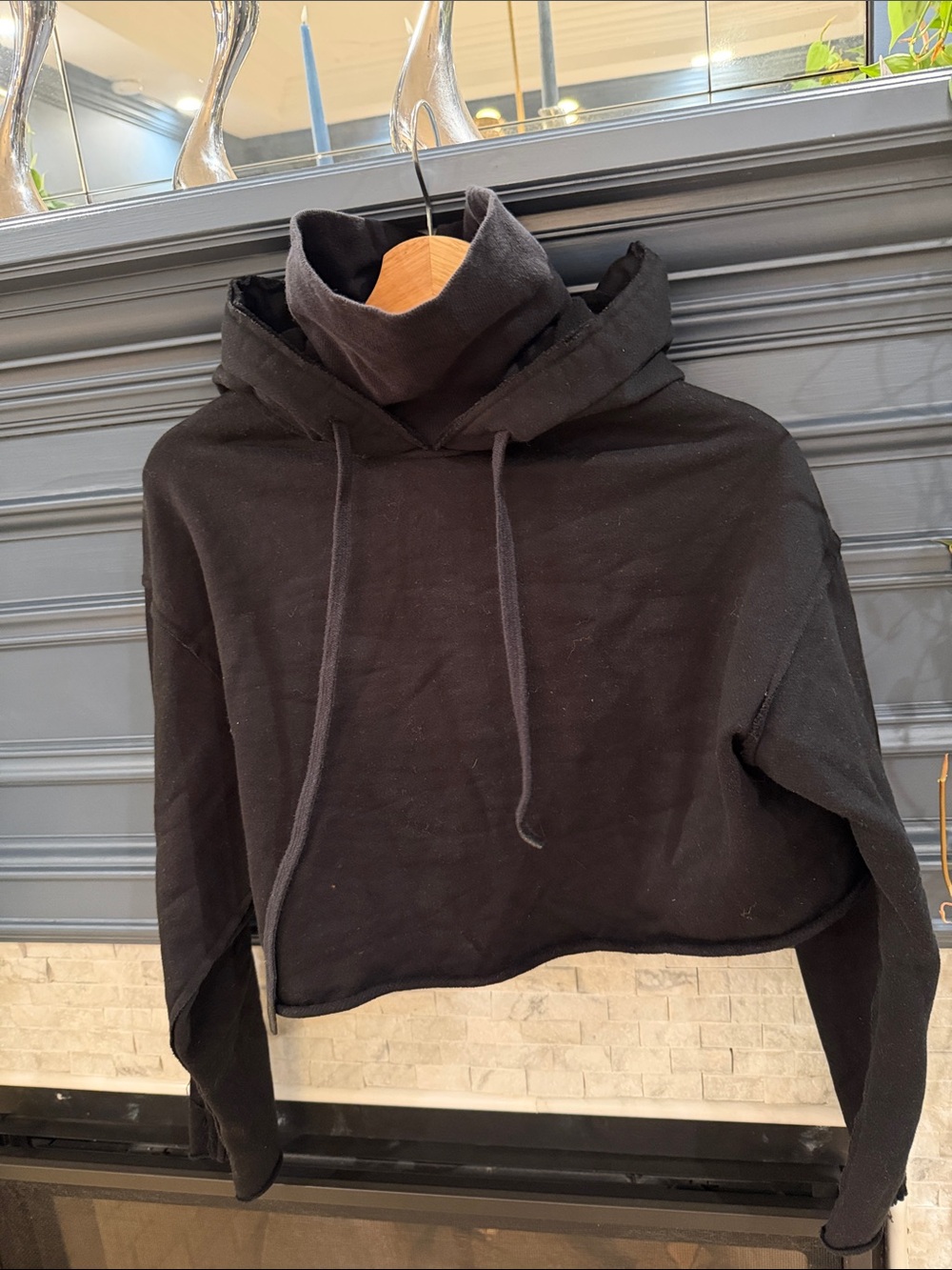 ALO Yoga Black Cropped Cowl Neck Sweater